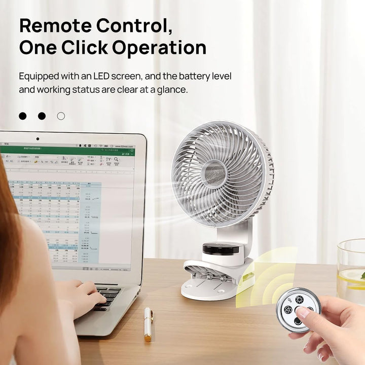 10000mAh Mini USB Clip Ventilator mit akku,3 in 1 Clip Fan Tischventilator mit Led Anzeige, 360°Dreh