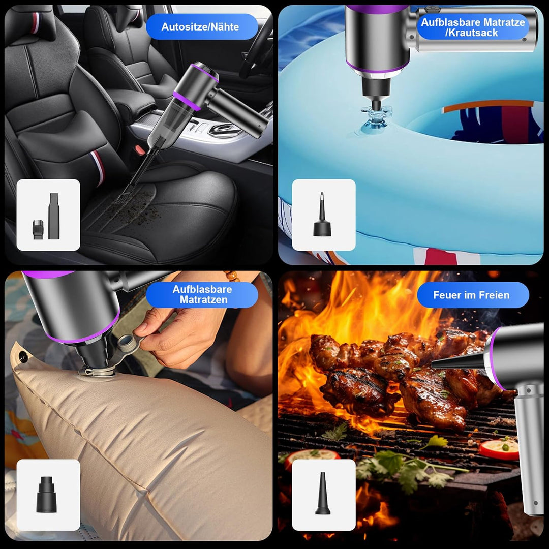 Handstaubsauger, 26000Pa Mini Akku Staubsauger Kabellos 4-In-1 Autostaubsauger 6000mAh 3-Gang Elektr