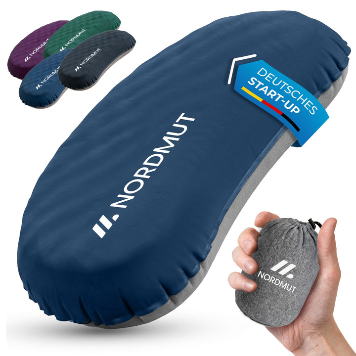 NORDMUT® Campingkissen aufblasbar [SoftSleep+] Komfortables Kissen Ultraleicht mit kleinem Packmass