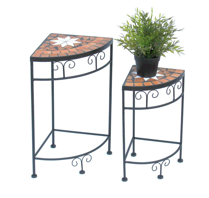 DanDiBo Blumenhocker Mosaik Eckregal 2er Set 42 und 52 cm Blumenständer 12013 Beistelltisch Pflanzen