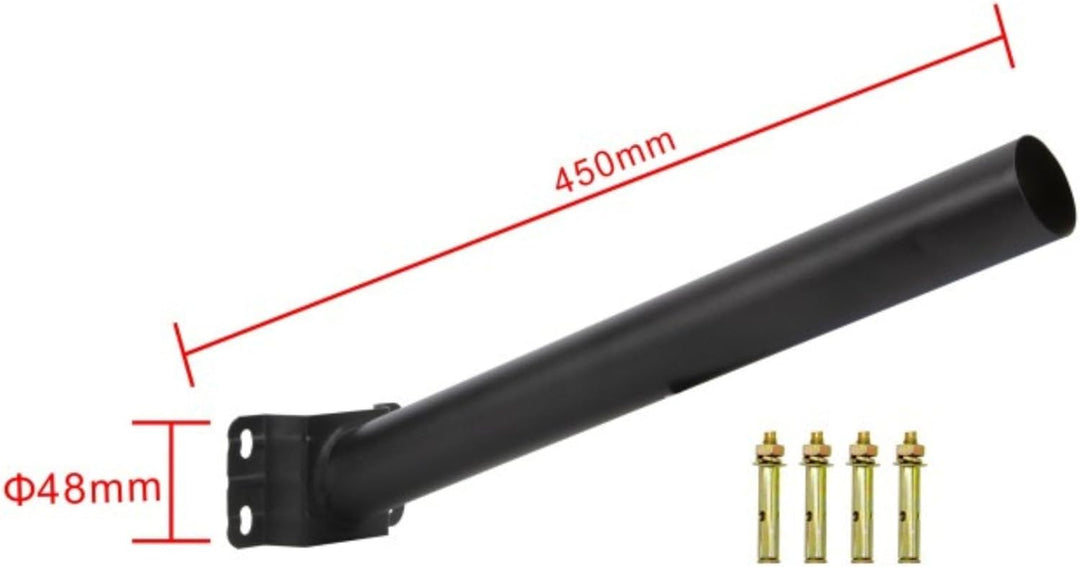 Jandei Schwarze Halterung aus Stahl, für den Aussenbereich, für Pfosten oder Wand, 45 cm, Länge 4,7
