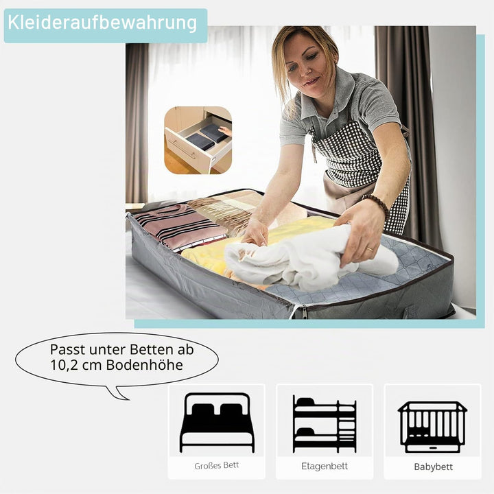 MIXC 6 Packungen Unterbettaufbewahrungen, 100 l grosse Unterbett-Aufbewahrungsbox mit Deckel, Aufbew