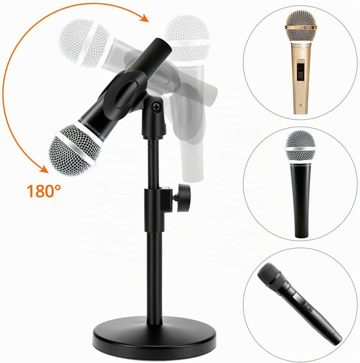 QWORK® Multifunktions-Desktop-Mikrofonständer, Verstellbares Tischstativ mit Handy-Clip, 5/8-Zoll-St