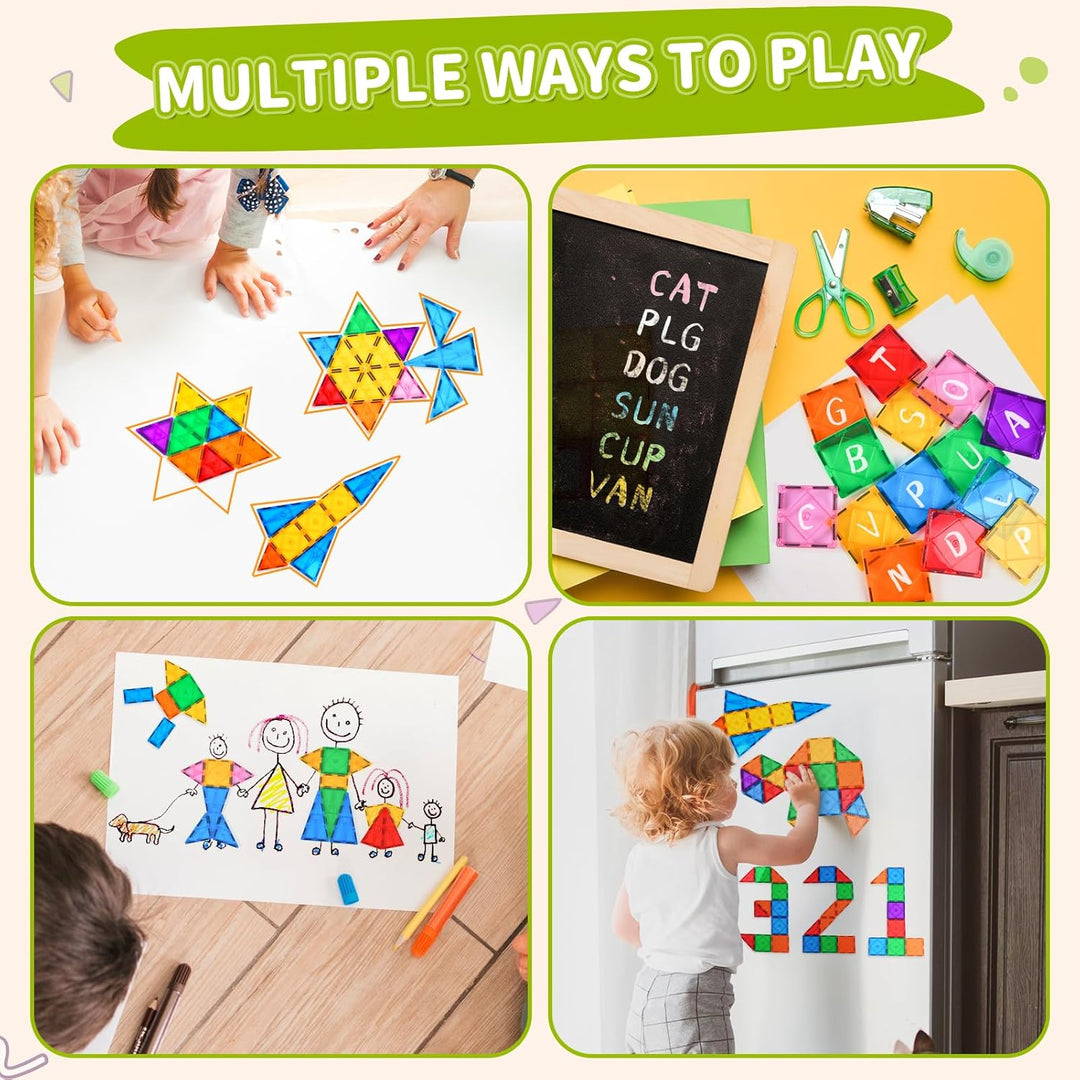Katiago Magnetische Bausteine, 64 Teile Magnet Bausteine Spielzeug Kinder 3D Farbenfrohe Starterset