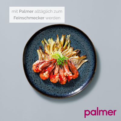 Palmer Eccentric flache Teller gross - 2er-Set, Steingut, Ø 28 cm, dunkelblau glänzend mit braunem R