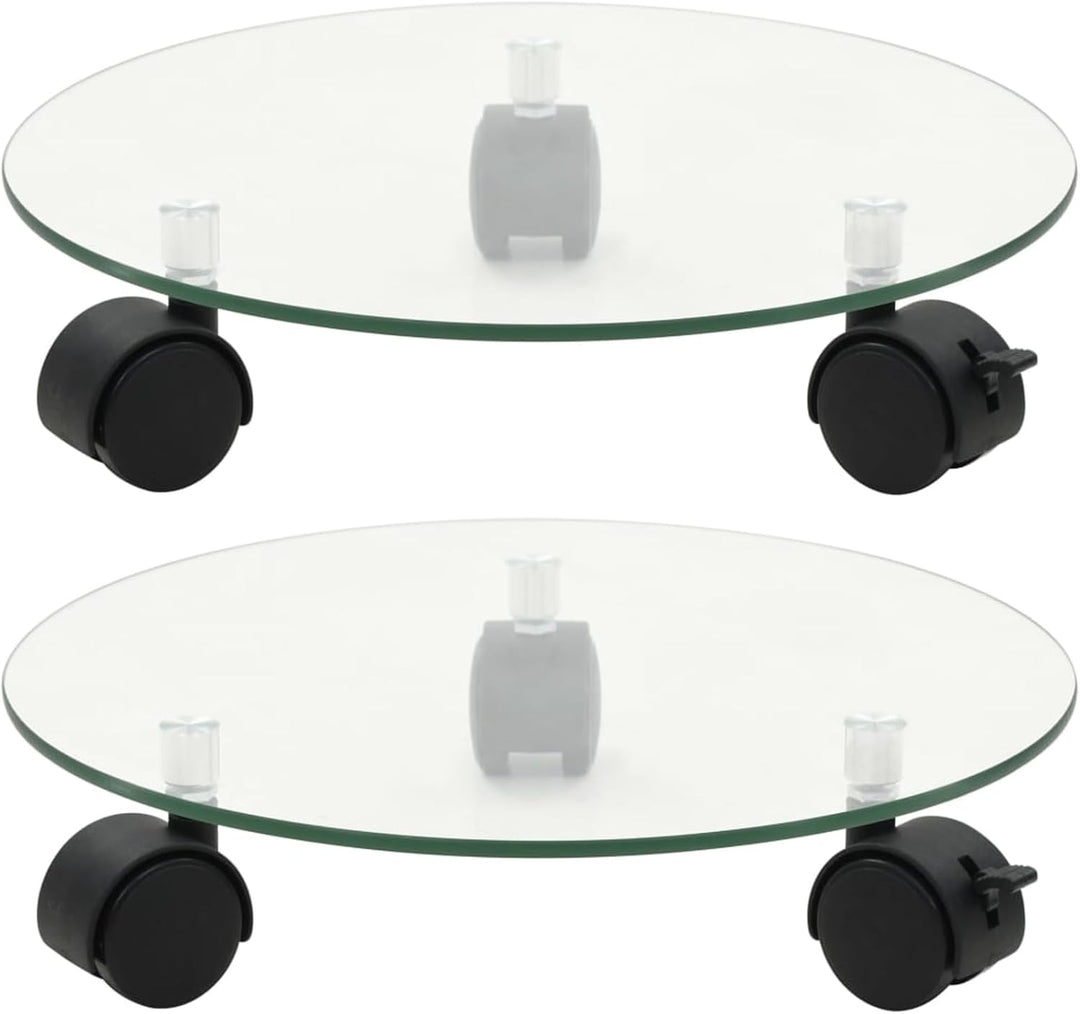 360° Drehbare Pflanzenrollen - Stabile Gehärtetes Glas Ständer für Topfpflanzen, 28 cm Durchmesser,
