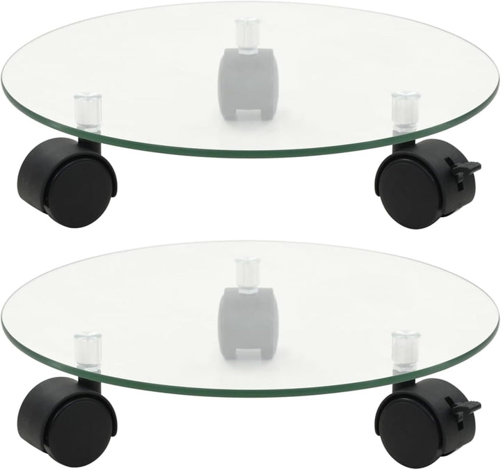 360° Drehbare Pflanzenrollen - Stabile Gehärtetes Glas Ständer für Topfpflanzen, 28 cm Durchmesser,