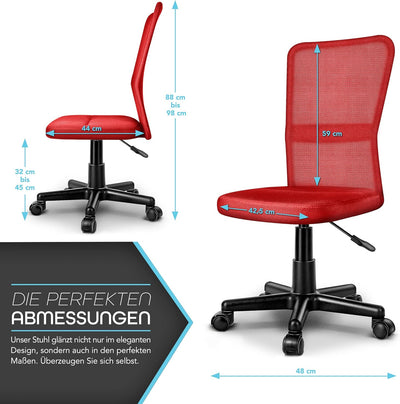 TRESKO Bürostuhl Schreibtischstuhl Drehstuhl, erhätlich in 7 Farbvarianten, mit Kunststoff-Leichtlau