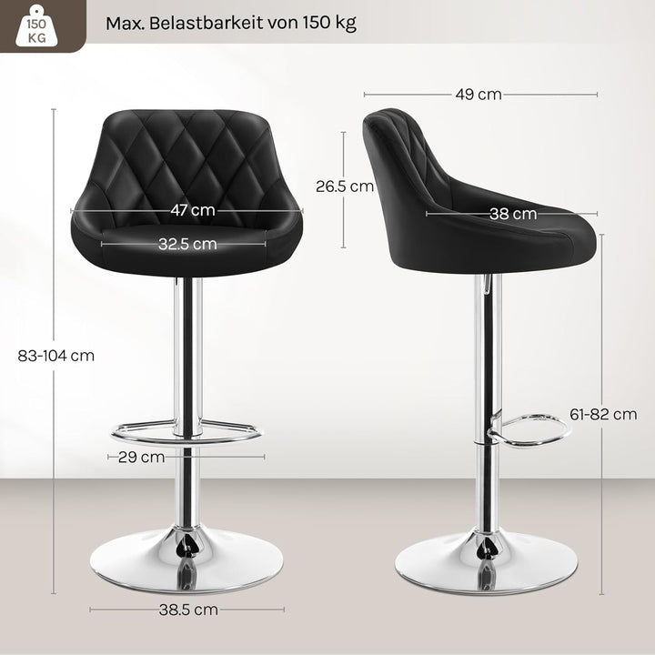 WOLTU 4er Set Barhocker Bistrohocker Tresenhocker Barstuhl Höhenverstellbar, Drehbar, Sitzfläche aus