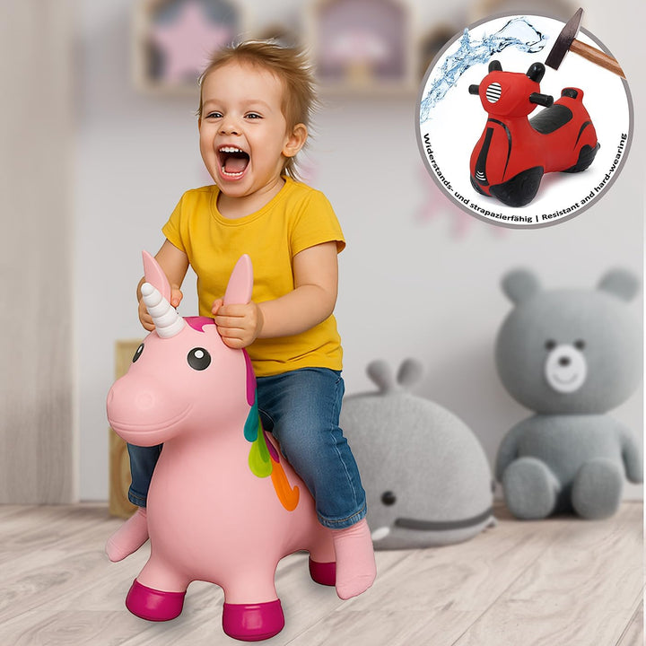 JAMARA 460316 Hüpftier Einhorn HoppyDoo - Spielzeug für Kinder, Hüpfspielzeug Baby Indoor/Outdoor, G