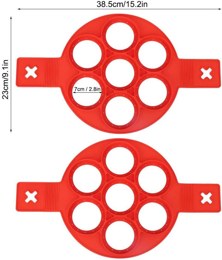 2 Stück Eier Pfannkuchen Ring Antihaft Pfannkuchen Maschine Form Silikon Friteuse 7-Loch Runde Diy E