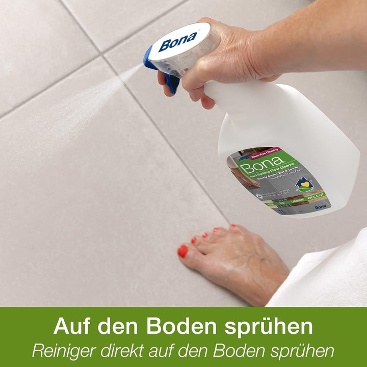 Bona Laminat Reinigungsset, Mikrofaser, Stein, Fliesen- und Laminatreiniger, 1L, 1000