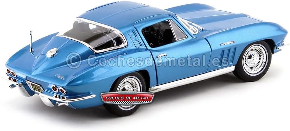 Maisto Chevrolet Corvette 1965, Modellauto mit Federung, Massstab 1:18, Türen und Motorhaube bewegli