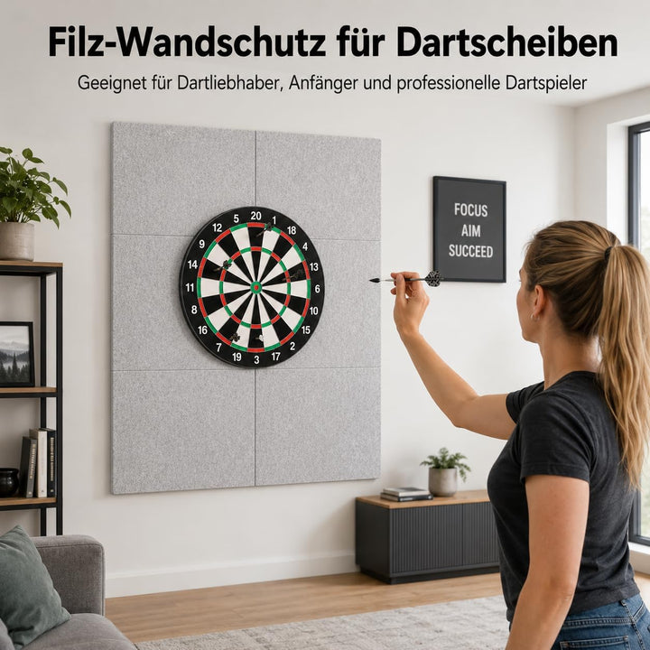 Faltbare Filz Dartboard Wandschutz, Silbergrau 60 x 90 cm, 12 mm Dicke, Selbstklebend Dartscheiben U