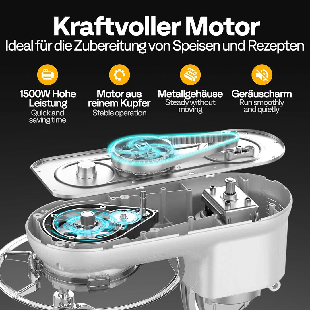 VIVOHOME Standmixer Küchenmaschine 5,7L Knetmaschine 1500W Küchenmaschinen mit 10 Geschwindigkeiten