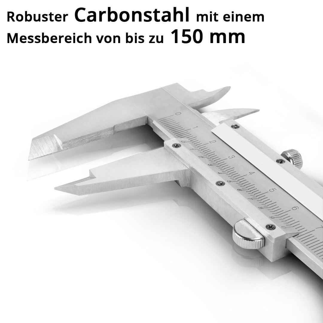 STAHLWERK Messschieber 0-150 mm DIN 862 Schieblehre/Messlehre aus gehärtetem Carbon-Stahl für Aussen