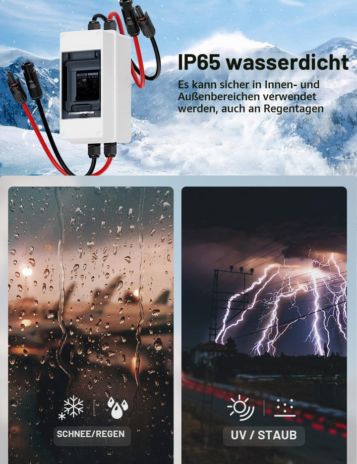 DIHOOL DC trennschalter PV anlage, Miniatur Leistungsschalter, DC1000V Sicherungsautomat 1 String 2