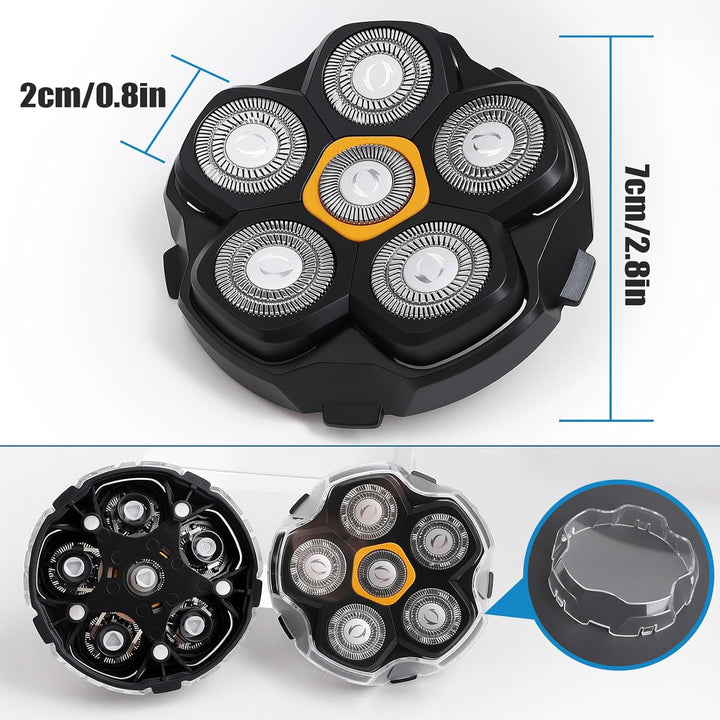 3 Stück Ersatzrasierkopf für Glatzen Rasierer Herren, Magnetische 6 Blade Head Shaver Ersatzköpfe, 6