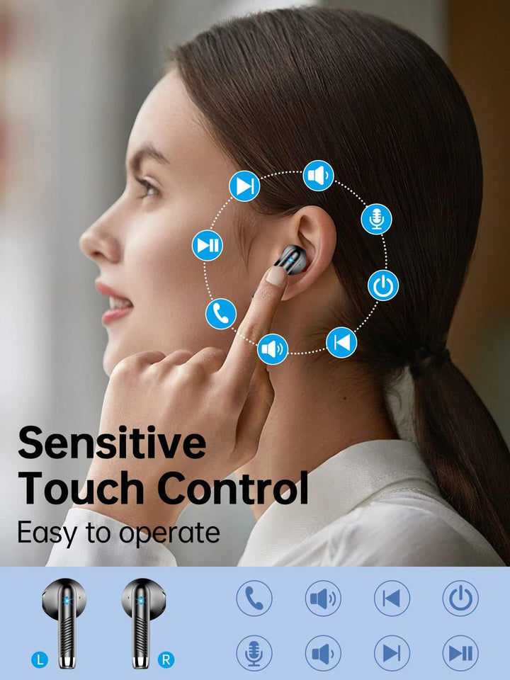 Kopfhörer Kabellos Bluetooth 5.3 In Ear mit CVC8.0 Mikrofon, 40H Kabellose Noise Cancelling Earbuds