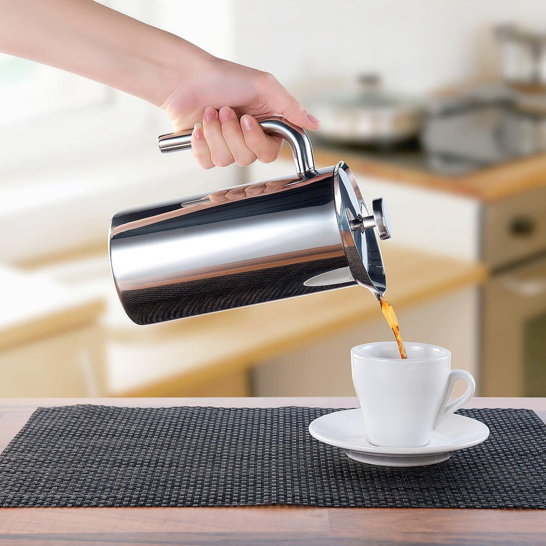 Rosenstein &amp; Söhne Kaffeepresse: Thermo-Kaffeebereiter, French-Press, Edelstahl, doppelwandig, 1 Lit
