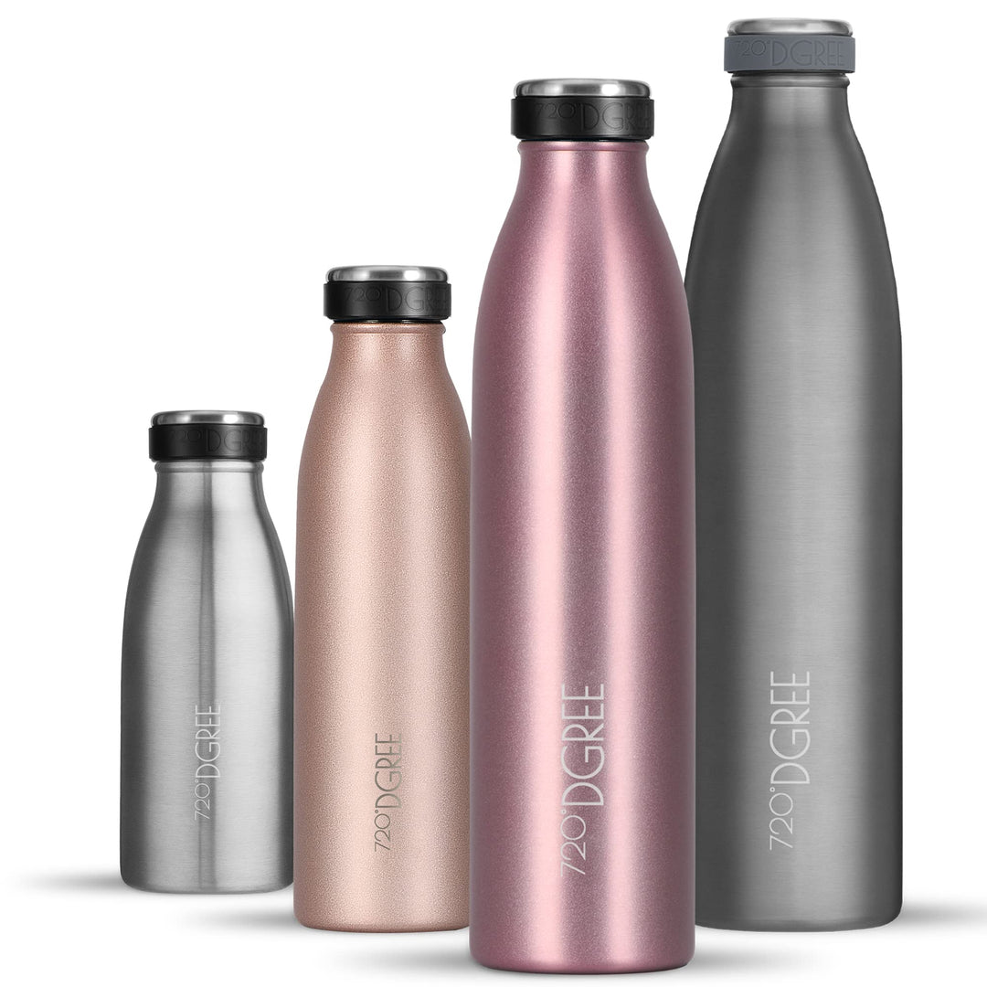 720°DGREE Edelstahl Trinkflasche “milkyBottle” - 750ml - BPA-Frei, Auslaufsicher, Kohlensäure geeign