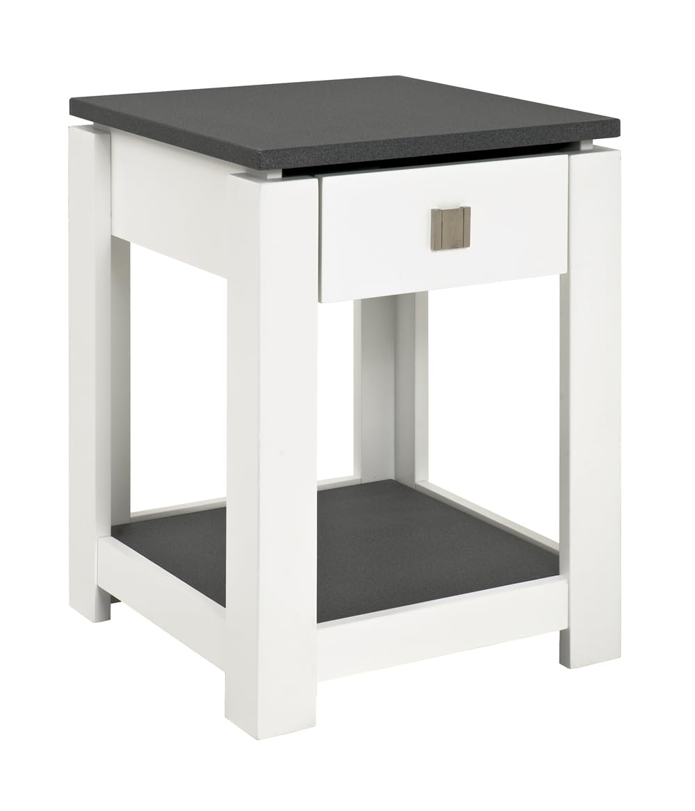 HAKU Möbel Beistelltisch, MDF, granitoptik-weiss, B 40 x T 40 x H 55 cm Granitoptik-weiss B 40 x T 4