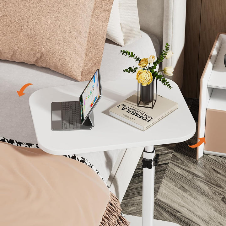 Mobiler Betttisch, Beistelltisch, PC-Halterung für Wohnzimmer, Büro, Schlafzimmer, Bremsen zur Stabi