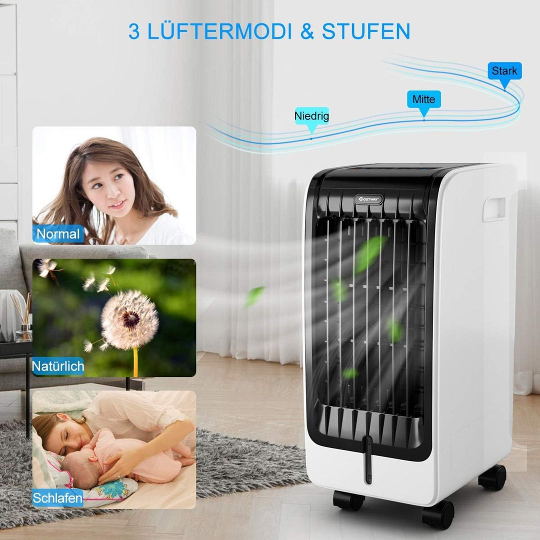 COSTWAY mobile Klimaanlage ohne Abluftschlauch Luftkühler Ventilator | 3 in 1 Klimagerät Luftreinige