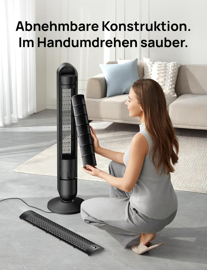Dreo Turmventilator mit Fernbedienung, 7.3m/s Standventilator mit 6 Geschwindigkeiten, 90° oszillier