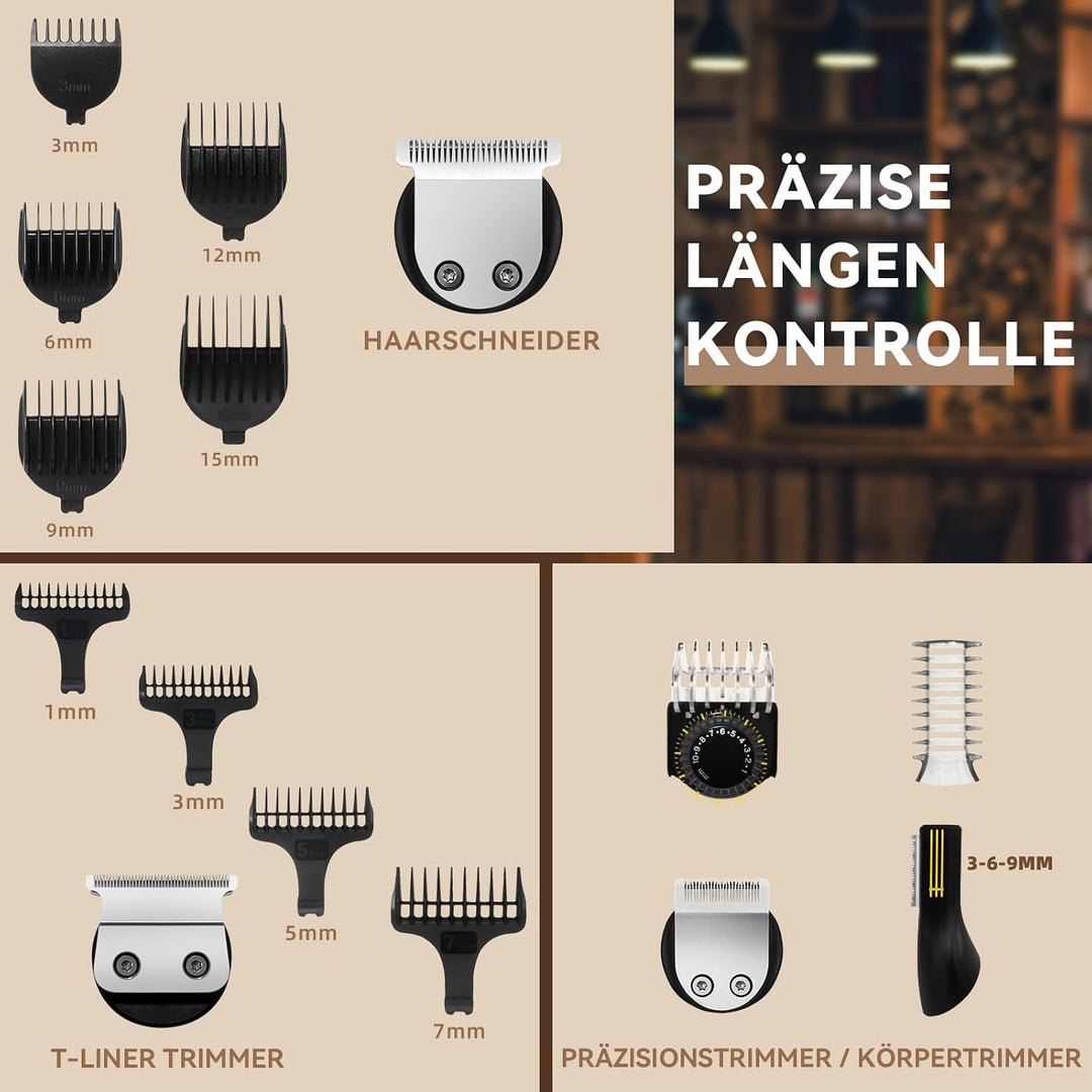 Ufree All-in-One Haarschneidemaschine, Profi Barttrimmer Haartrimmer Herren | Edelstahlklingen, Haar
