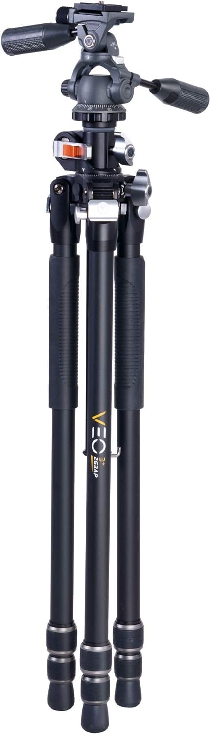 Vanguard Veo 3+ 263AP Aluminium-Stativ, 3-Wege-Kugelkopf und Mittelsäule mit Mehreren Winkeln Schwar