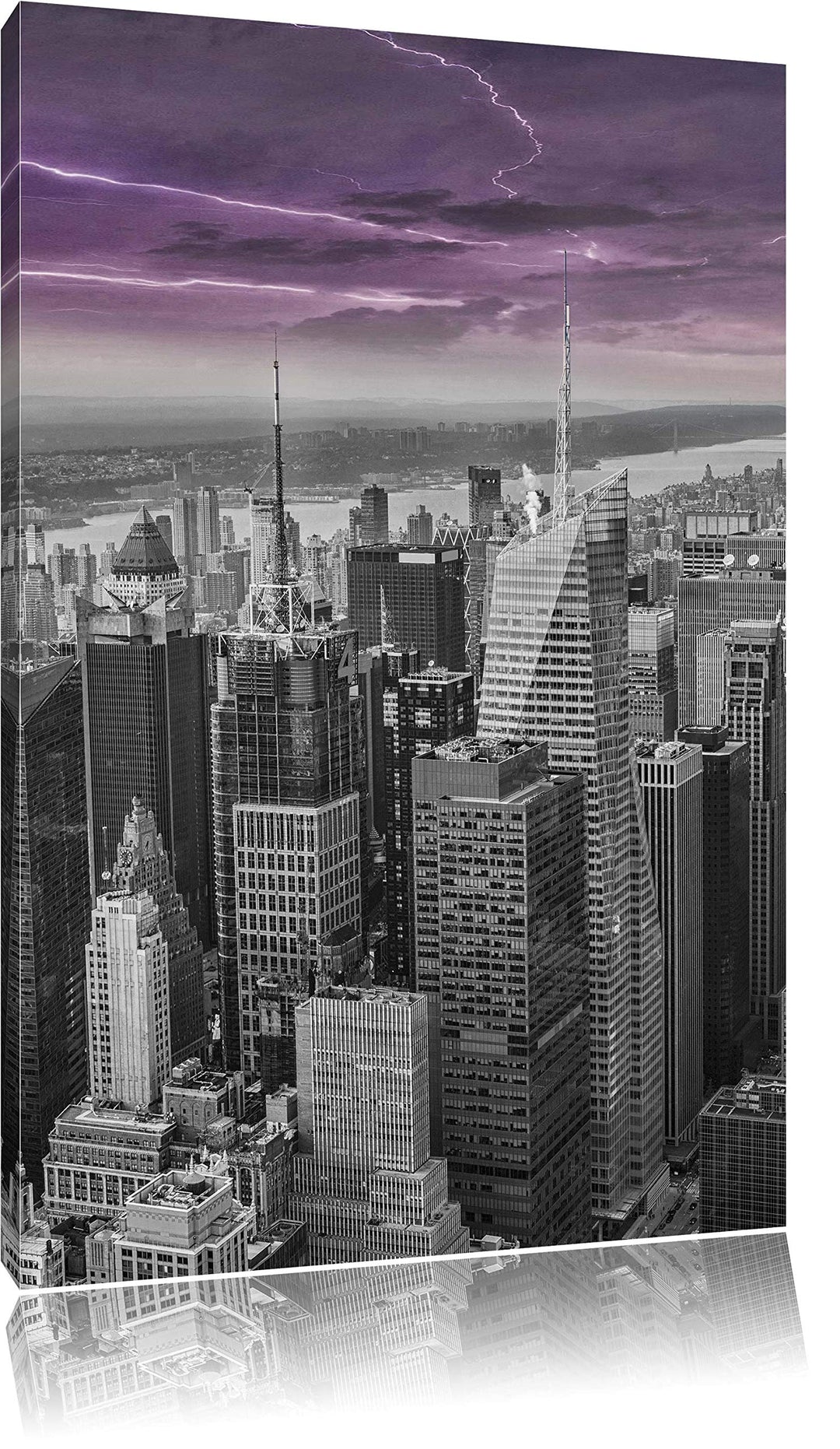 Pixxprint Skyline New York unter Gewitterhimmel als Leinwandbild/Grösse: 120x80 cm/Wandbild/Kunstdru