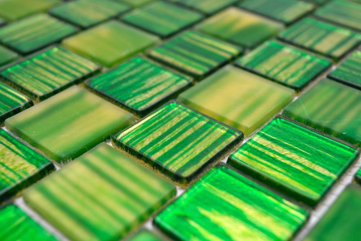 Mosaik Fliese Glasmosaik Crystal Milchglas grün klar gefrostet matt für WAND BAD WC DUSCHE KÜCHE FLI