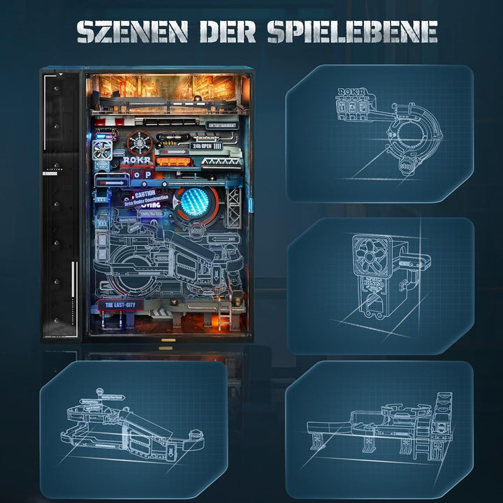 ROKR Kugelbahn Last City 3D Puzzle Erwachsene Modell Gaming Deko Setup Erweiterungsfähige Kits Cyber