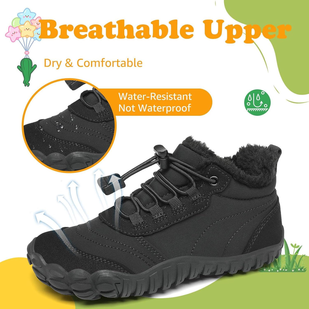 SAGUARO Kinder Winter Barfussschuhe Winterschuhe Warme Gefüttert Wanderschuhe Leicht rutschfest Wint