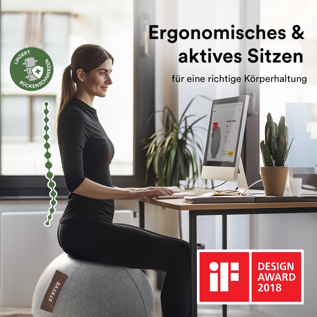 STRYVE Active Ball Wollfilz (65 cm, 70 cm), innovativer Sitzball mit Filzbezug, Ergonomische Alterna