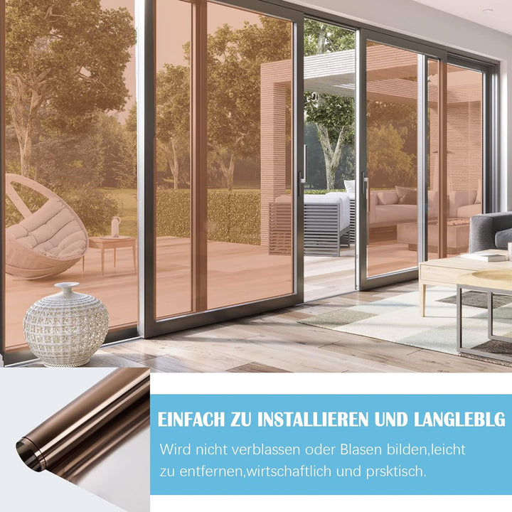 Fensterfolie von innen Durchsichtig von aussen Blickdicht,Sonnenschutzfolie Fenster innen UV-Schutz