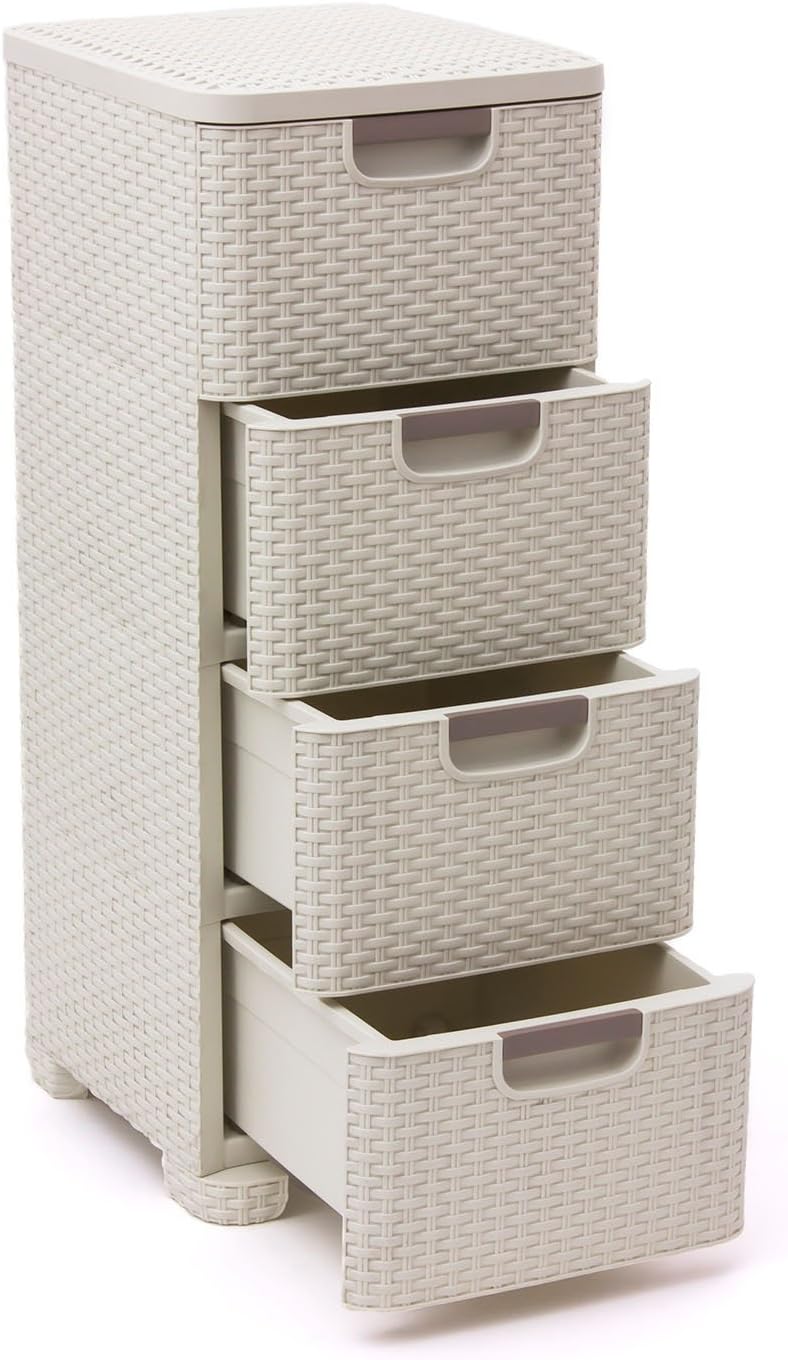 CURVER Regal mit 4 Schubladen STYLE Regal mit 4 Schubladen, Polypropylene, cremig, 33x38x79