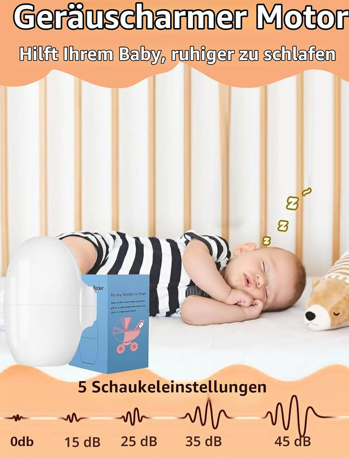 Kinderwagenschaukler, Einschlafhilfe Baby Wiederaufladbar (USB-C), 5 Einstellbare Schaukelintensität
