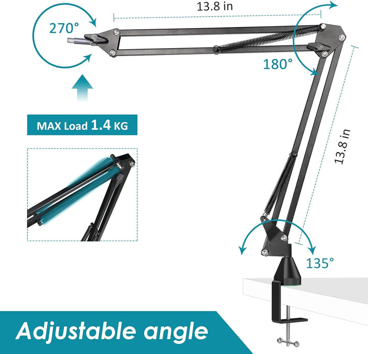 YOUSHARES Mikrofon Arm, Mikrofonarm HyperX QuadCast, Mikrofon Wandhalterung, Metall Tisch Mounting K