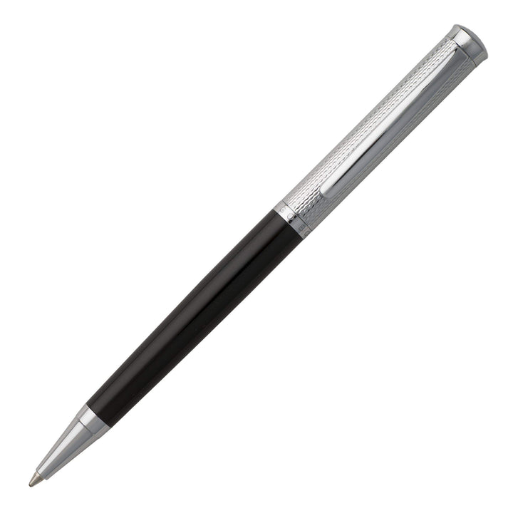 Hugo BossKugelschreiber Sophisticated Diamond, 136 mm Länge // 10 mm Durchmesser Schwarz Chrom, Schw