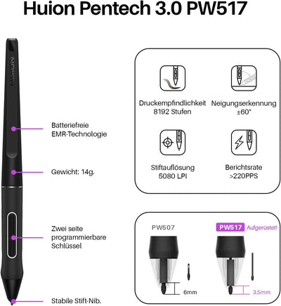 HUION Kamvas 16 Grafiktablett mit Display,15,6-Zoll Volllaminatbildschirm Pen Display, 10 programmie