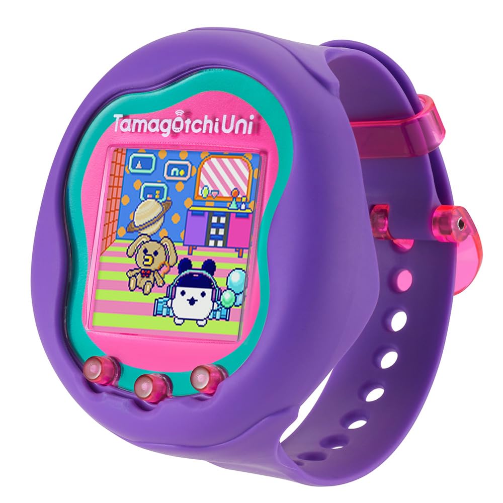 BANDAI- Tamagotchi Uni - Verbundenes Tamagotchi mit Armbanduhr - Virtuelles Haustier - Violett-Model