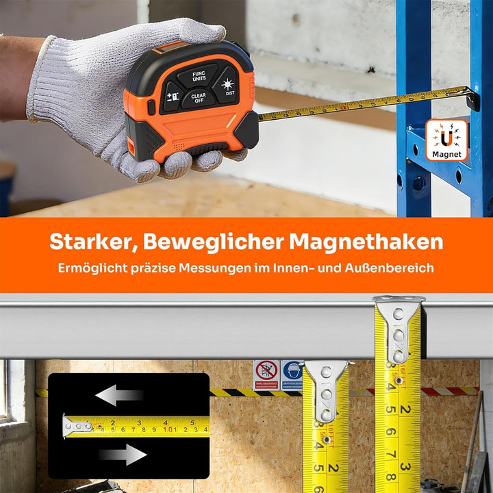 2 in 1 Laser Massband - ansigtny Laser Entfernungsmesser 60 m &amp; 5 m Massband mit LCD-Display Unterst