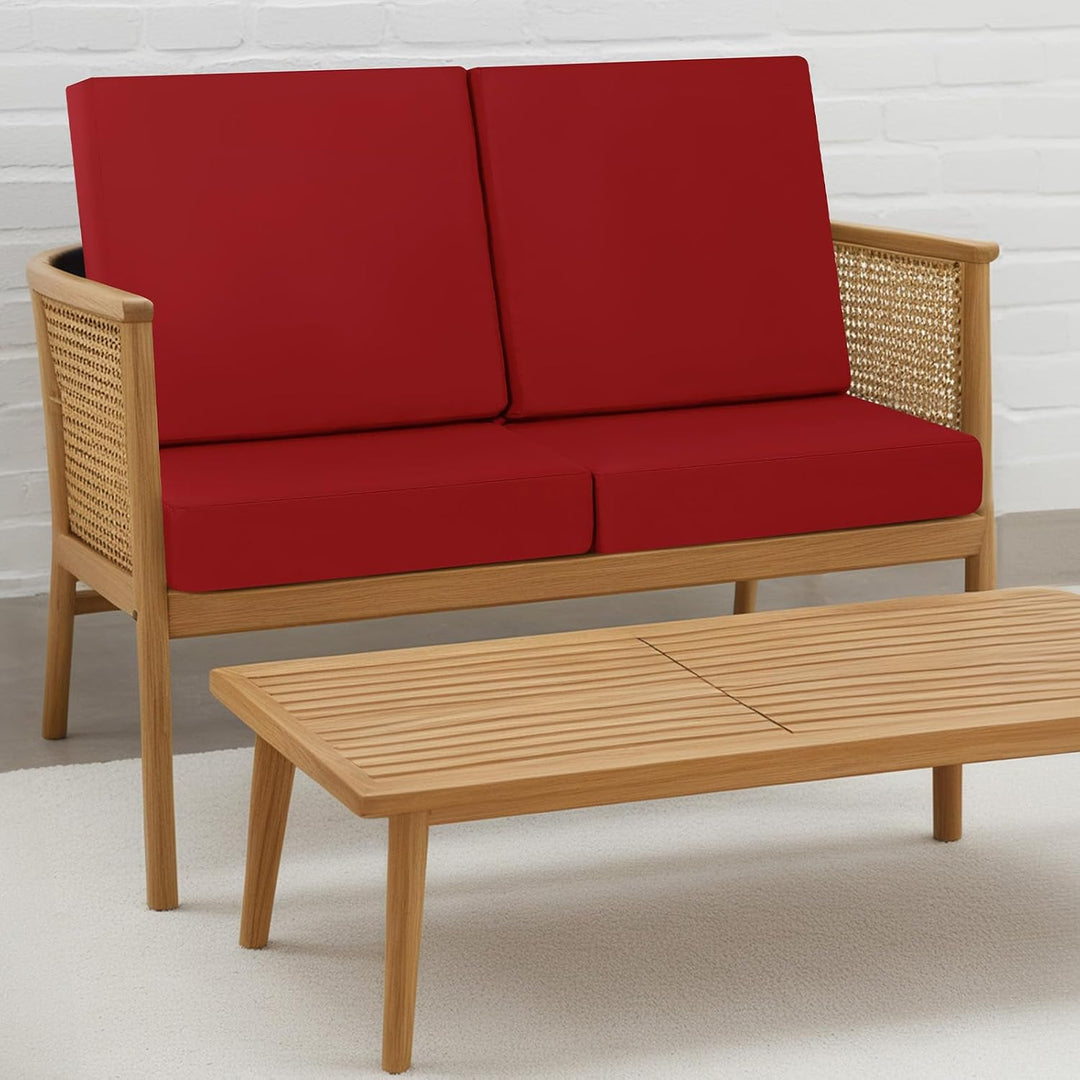 Outdoor Stuhlkissen 40x40, 2er Set mit Bändern, Rot Rot 40 x 40 x 7 cm, Rot 40 x 40 x 7 cm