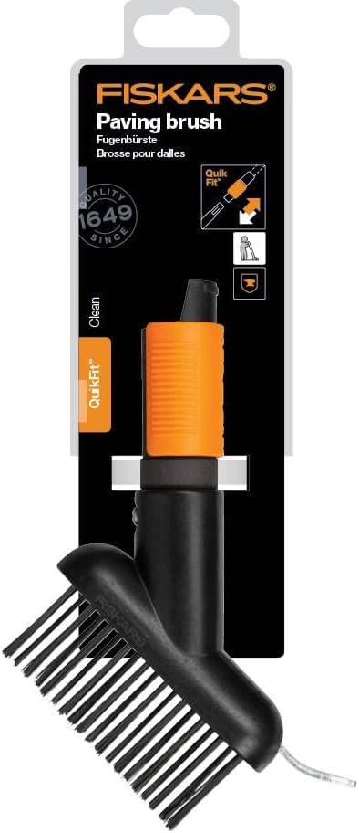 Fiskars Fugenbürste mit zusätzlicher Kratz-Klinge, Gerätekopf, Länge: 18,5 cm, Breite: 15 cm, Stahl-