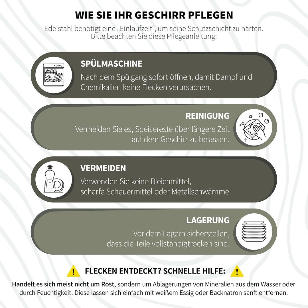 [23-teilig für 4 Personen] Camping Besteckset. Edelstahl-Gabeln, Messer und Löffel. Inklusive tragba