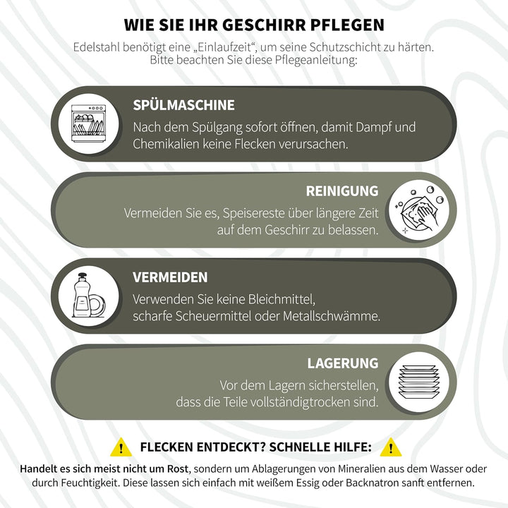 [23-teilig für 4 Personen] Camping Besteckset. Edelstahl-Gabeln, Messer und Löffel. Inklusive tragba
