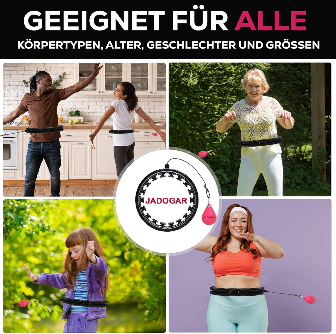 JADOGAR Smart Hula Hoop, Modern Hullahub Reifen zum Abnehmen mit 24 Verstellbaren Knoten, Hula Hoop