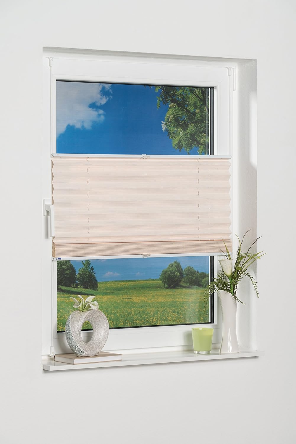 K-home Klemmfix-Bambus-Plissee Weiss 80 x 210 cm (B x L)